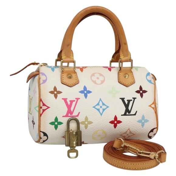 LOUIS VUITTON Monogram Multicolor Mini Speedy Hand Bag White M92645 - Picture 1 of 16